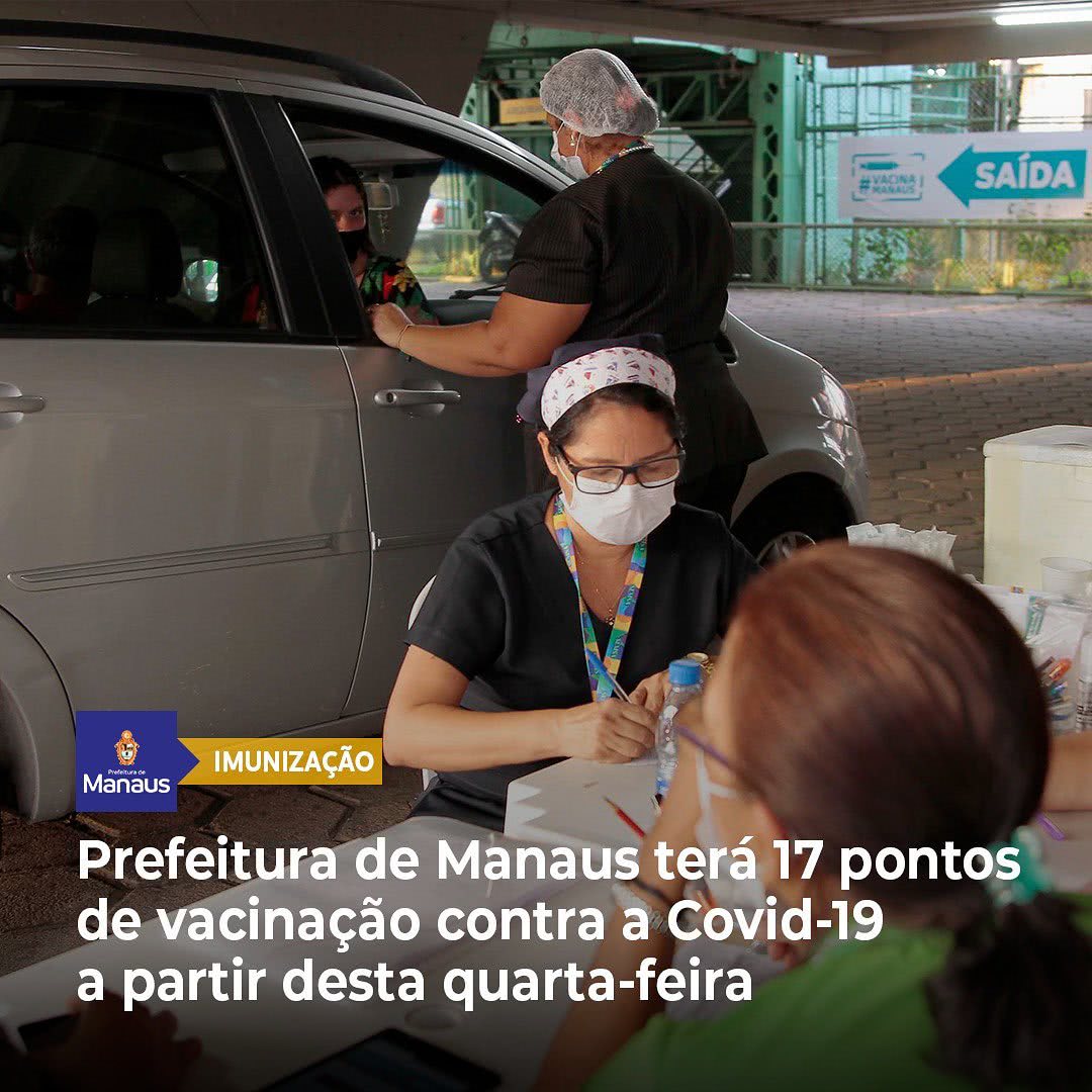 Manaus aumenta para 17 seus pontos de vacinação contra a COVID-19